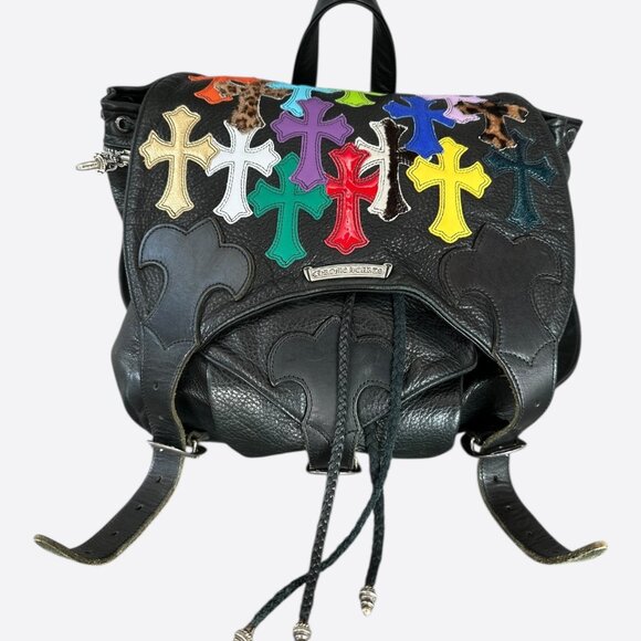 Chrome Hearts Black Multicolor Cross Patch Leather Gunslinger Backpack - Picture 2 of 7